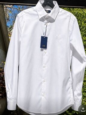 NWT Cavalli Class White Slim Fit Logo Shirt 15.5